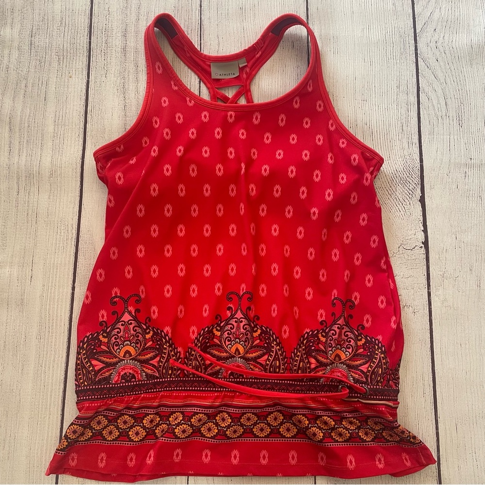 Athleta Red Tic Tac Toe Mandala Print Racerback Support Tank Size Medium